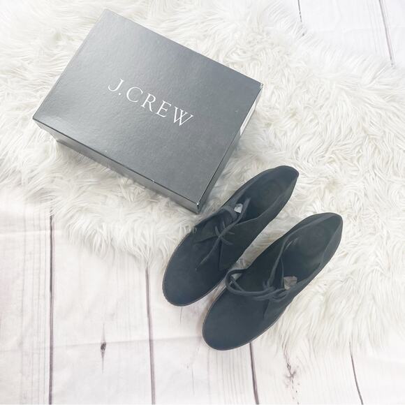J. Crew Women's Black Suede Macalister Wedge Boots Lace Up Size 12‎ - Picture 2 of 7